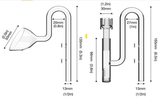 Aquarium Mini/Nano Lily Pipe Skimmer Set inflow outflow 13mm